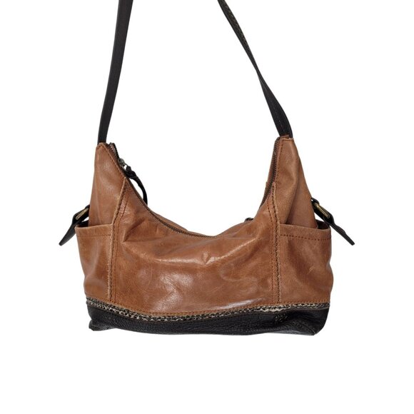 THE SAK Kendra Leather Hobo Shoulder Medium Bag Brown Two Tone Full Zip Closure - Picture 11 of 12